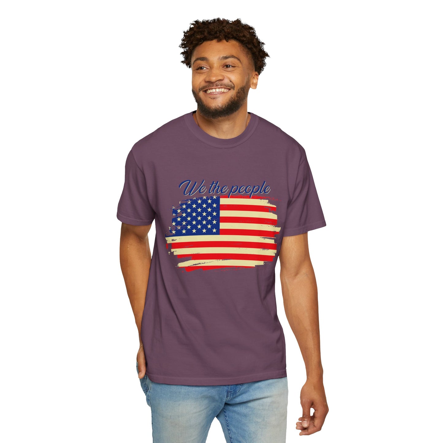Patriotic Garment-Dyed T-Shirt - We the People, Independence Day Gift, Casual Wear, Constitution Day, Freedom Apparel - 13691