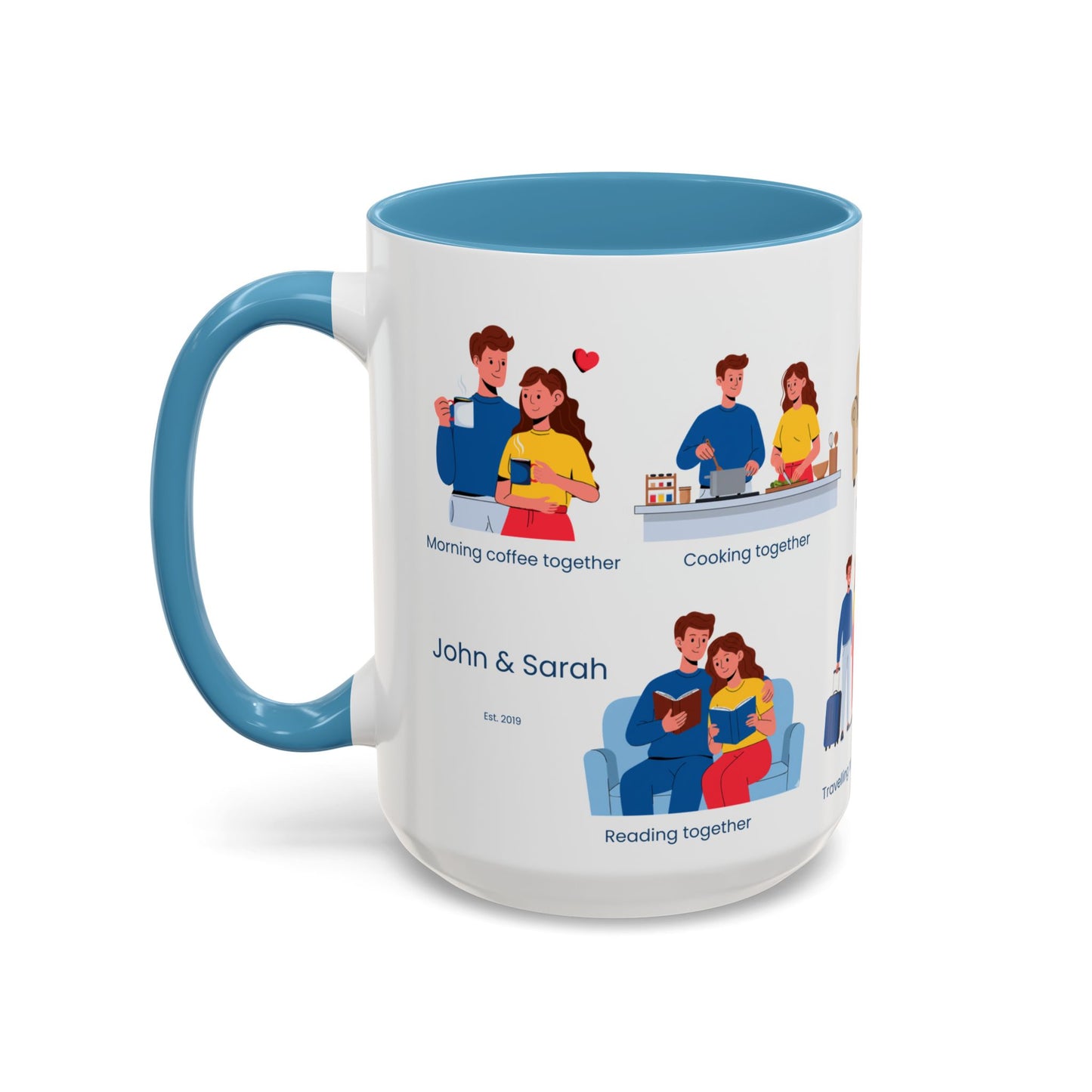 Our Favorite Things to Do Valentine’s Mug – Cozy Couples Illustrated Accent Coffee Mug - 14704