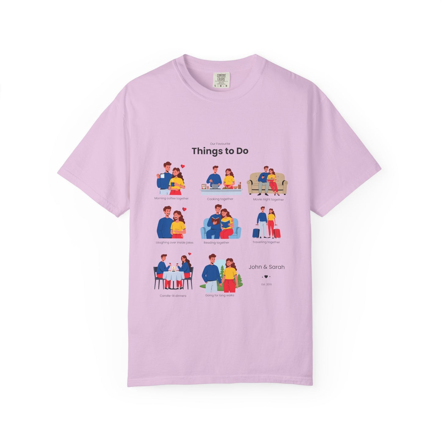 Our Favourite Things to Do Together – Personalised Valentine’s Illustration T-Shirt Gift - 14722