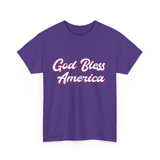 God Bless America Unisex Heavy Cotton Tee | Patriotic Shirt, American Pride Apparel, 4th of July Outfit, Gift for Veterans, Summer - 13655