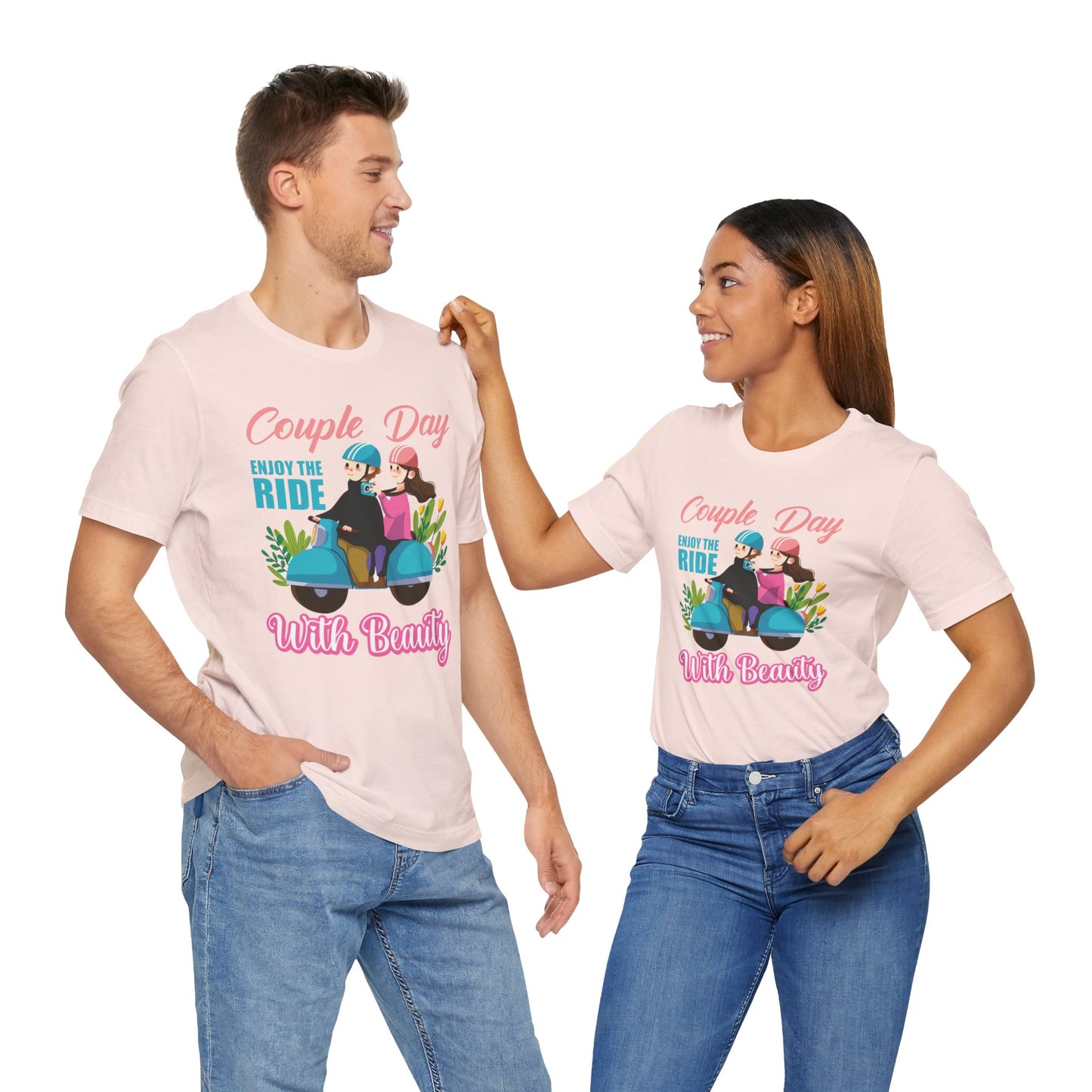 Couple Day, Enjoy The Ride With Beauty  - Unisex Jersey Short Sleeve Tee