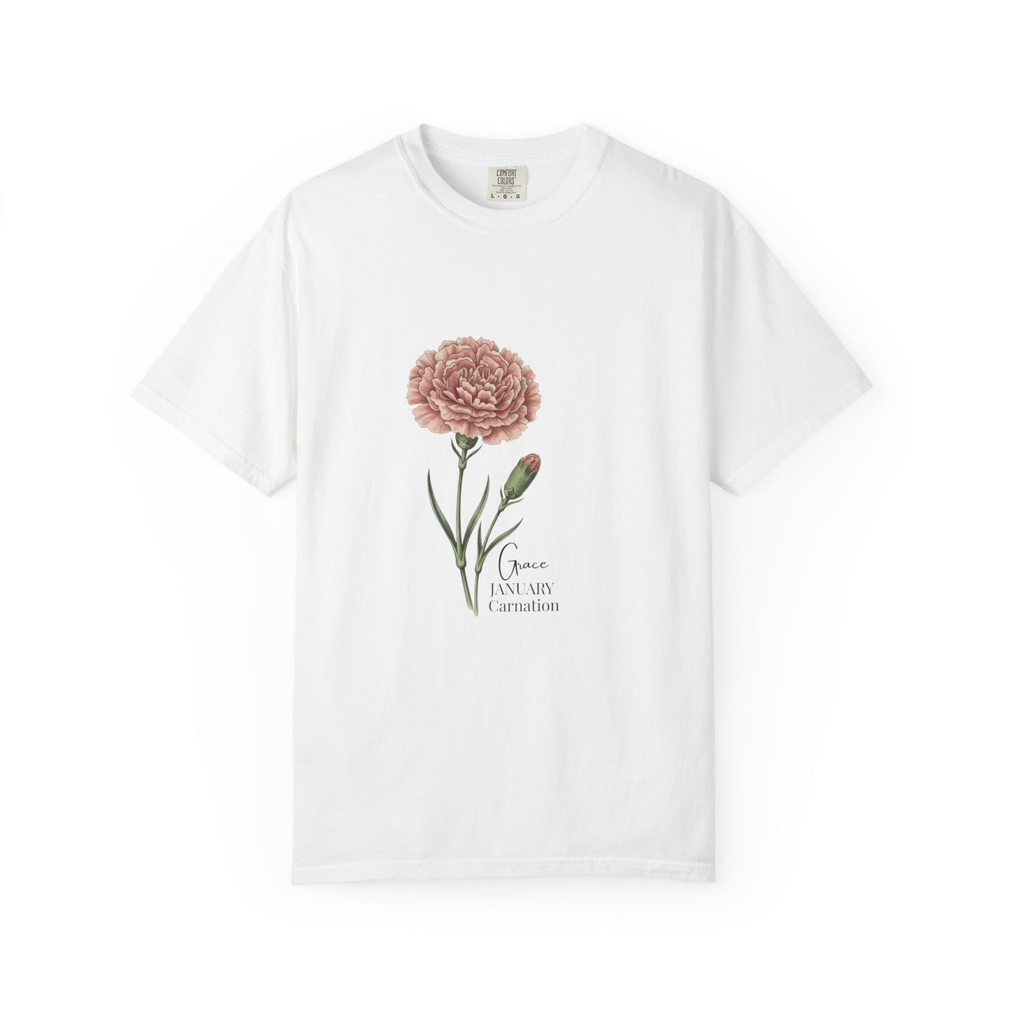January Carnation Birth Flower T-Shirt – Customizable - 14672