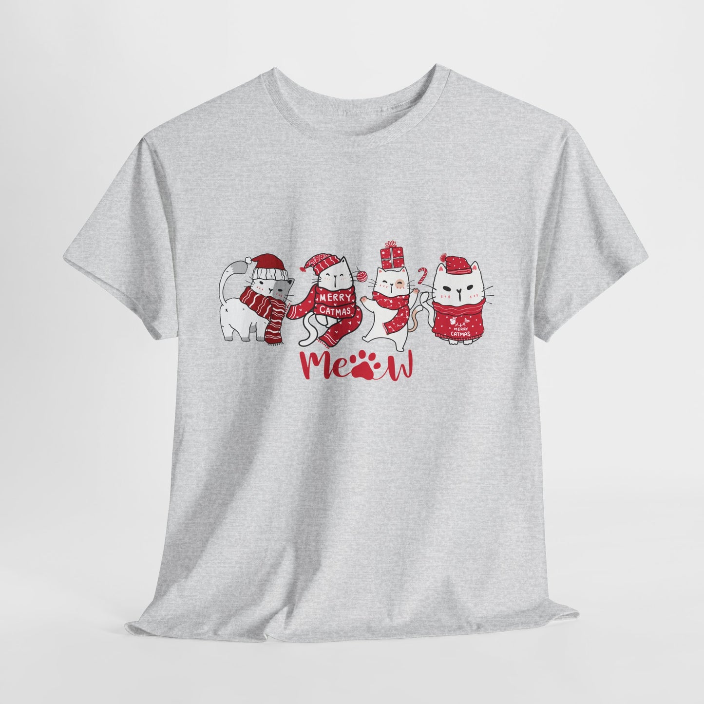 Cats, Merry Christmas - Unisex Heavy Cotton Tee - 10075