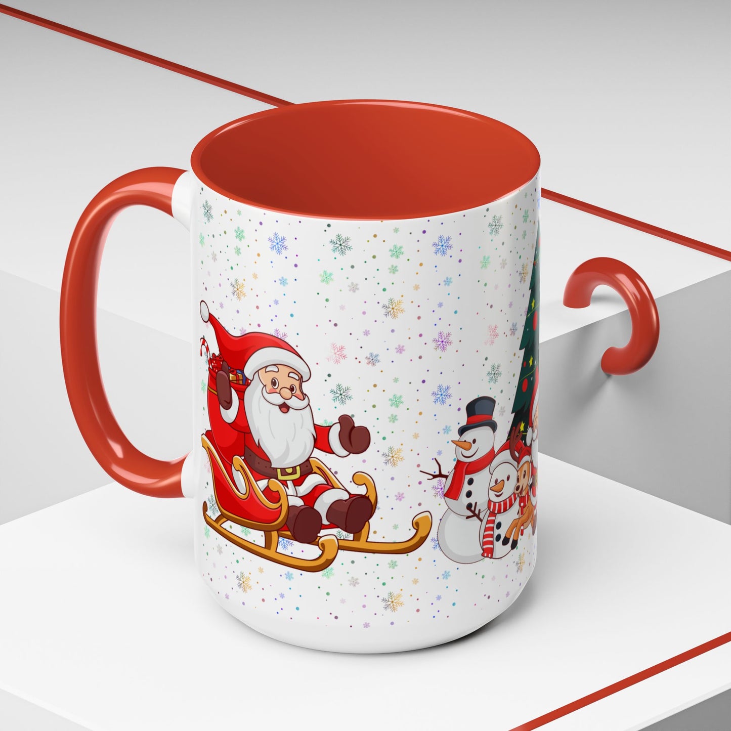 Christmas Party,  Santa,  Snowman, & Reindeer -  Accent Coffee Mug (11, 15oz) - 10428