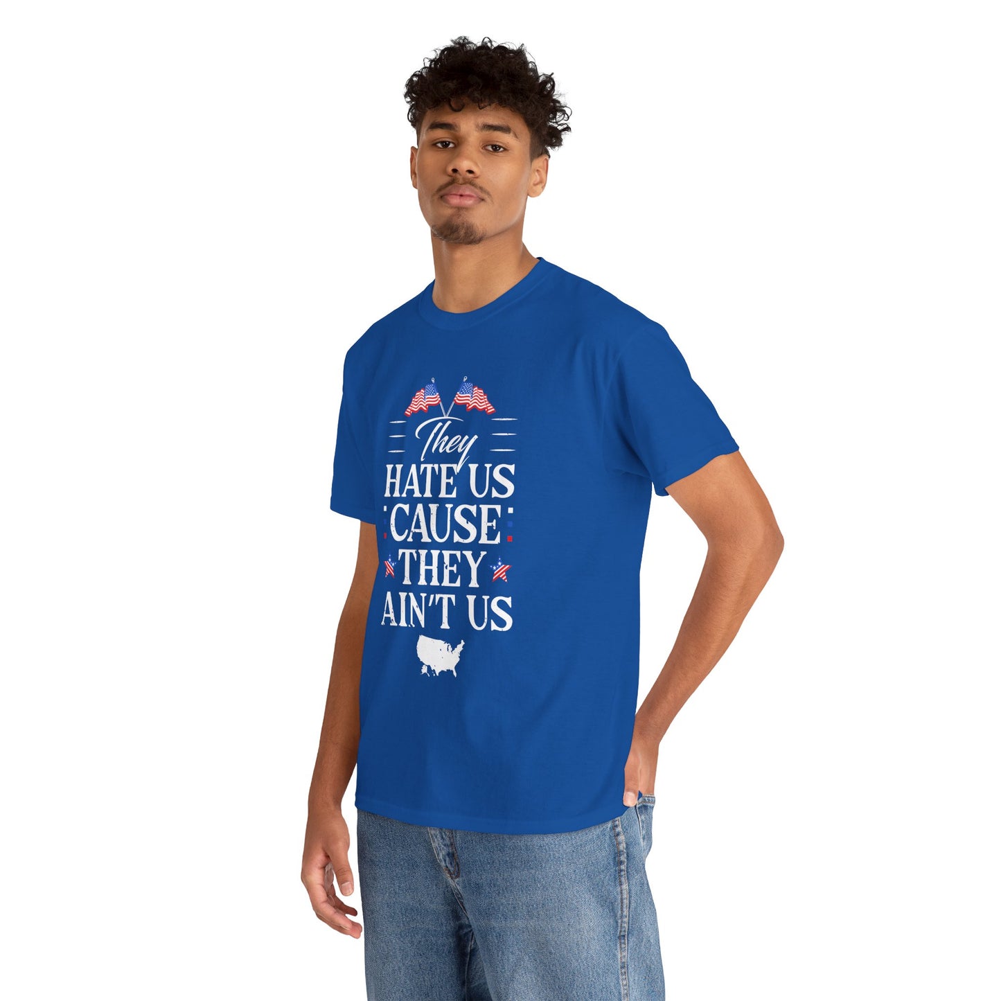 Patriotic Unisex Heavy Cotton Tee - 'They Hate Us Cause They Ain't Us' - Gift for Freedom Lovers, Casual Wear, Independence Day - 13651