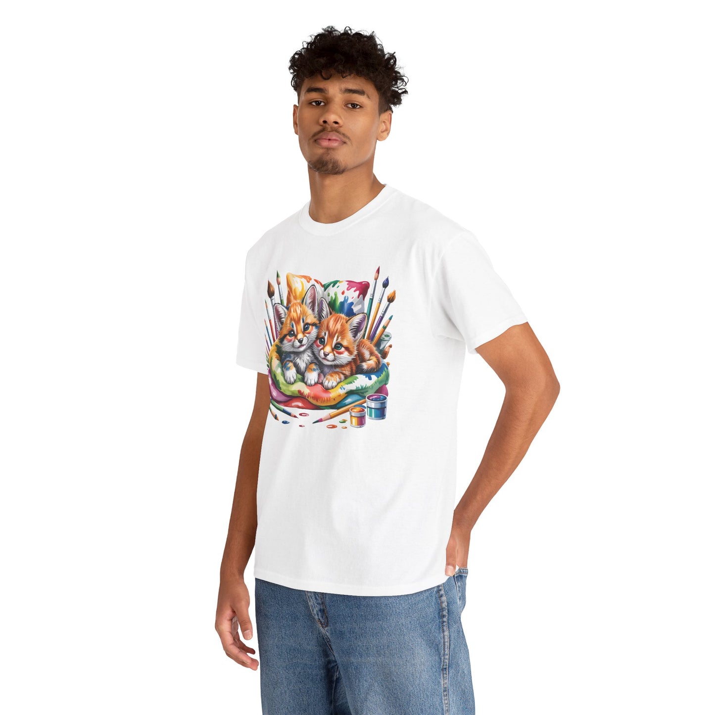Artist Kittens T-Shirt — Cute Painting Cats Graphic Tee, Cat Lover Gift - 14866