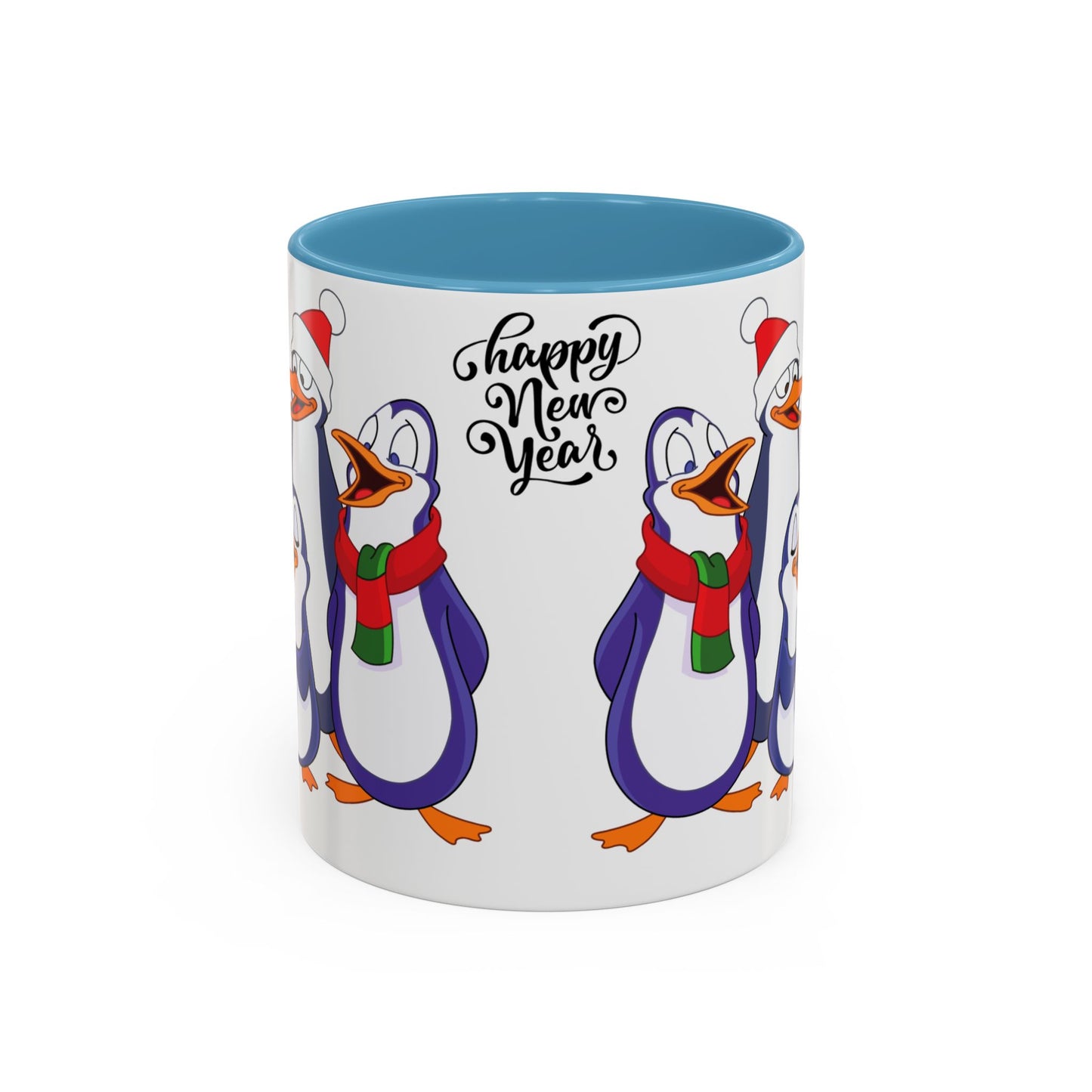 Penguins, Happy New Year - Accent Coffee Mug (11, 15oz) - 10291