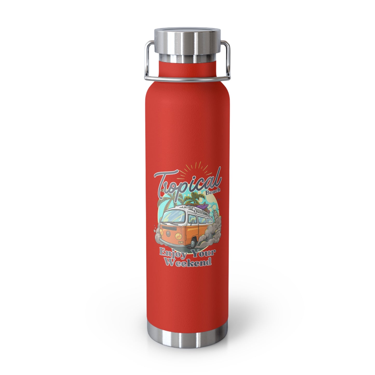 Tropical Beach, Enjoy Your Weekend - Copper Vacuum Insulated Bottle, 22oz - 10745