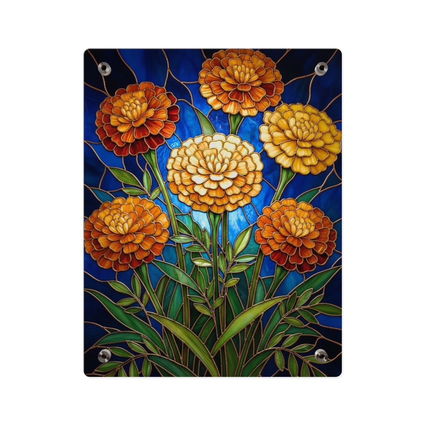 Marigold Bloom Acrylic Wall Art Panel — Botanical Floral Home Decor - 14608
