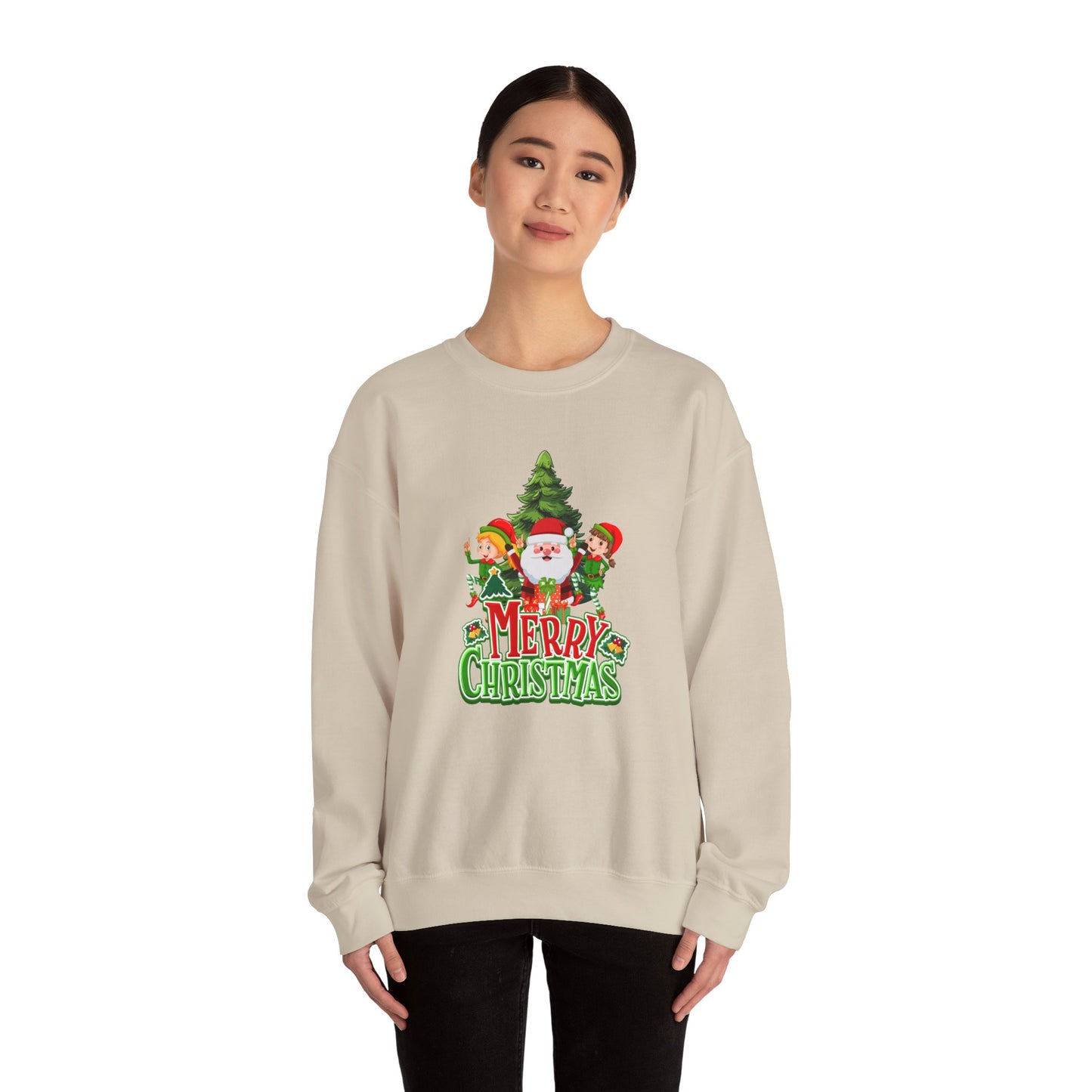 Santa & Elves, Merry Christmas - Unisex Heavy Blend™ Crewneck Sweatshirt - 10545