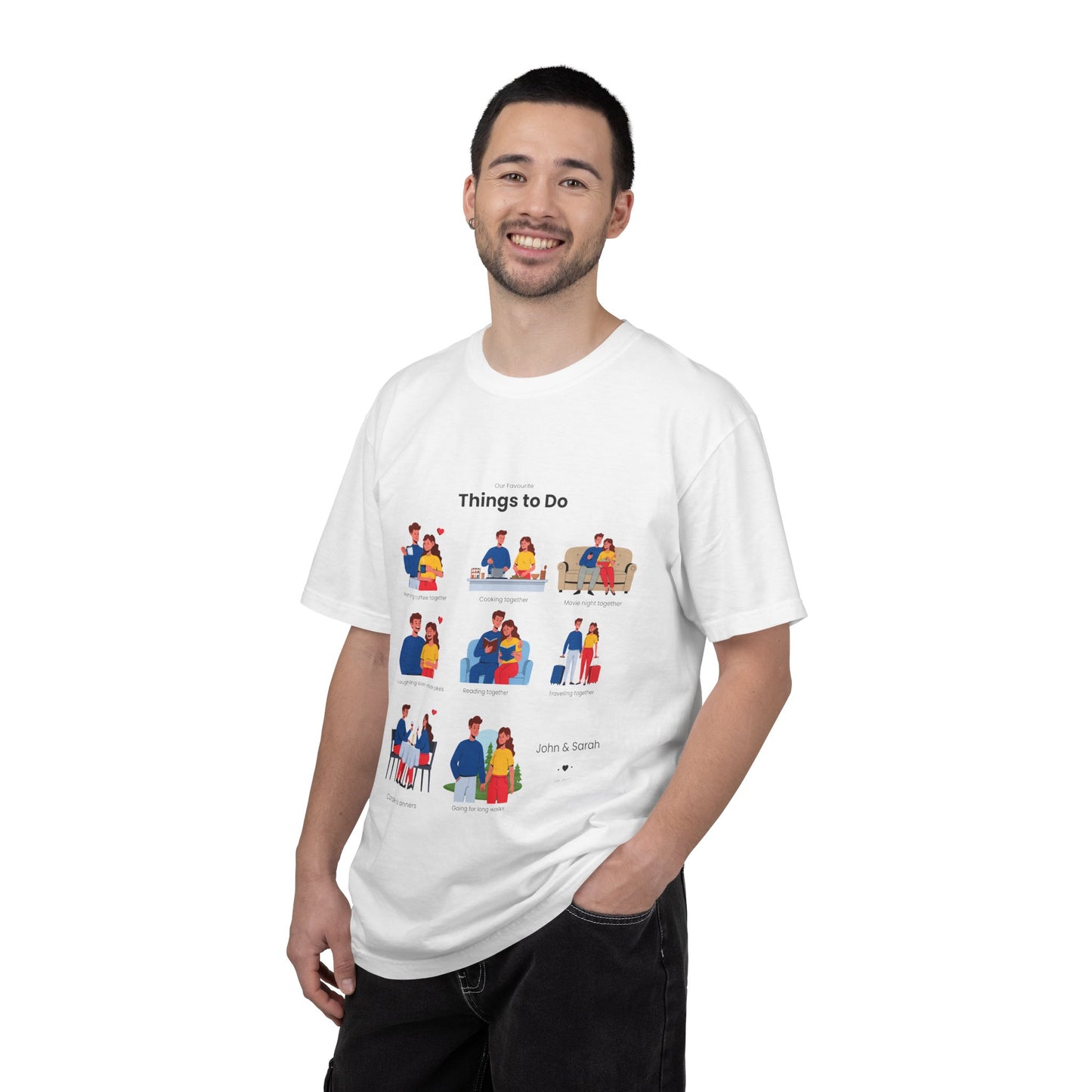 Our Favourite Things to Do Together – Personalised Valentine’s Illustration T-Shirt Gift - 14722