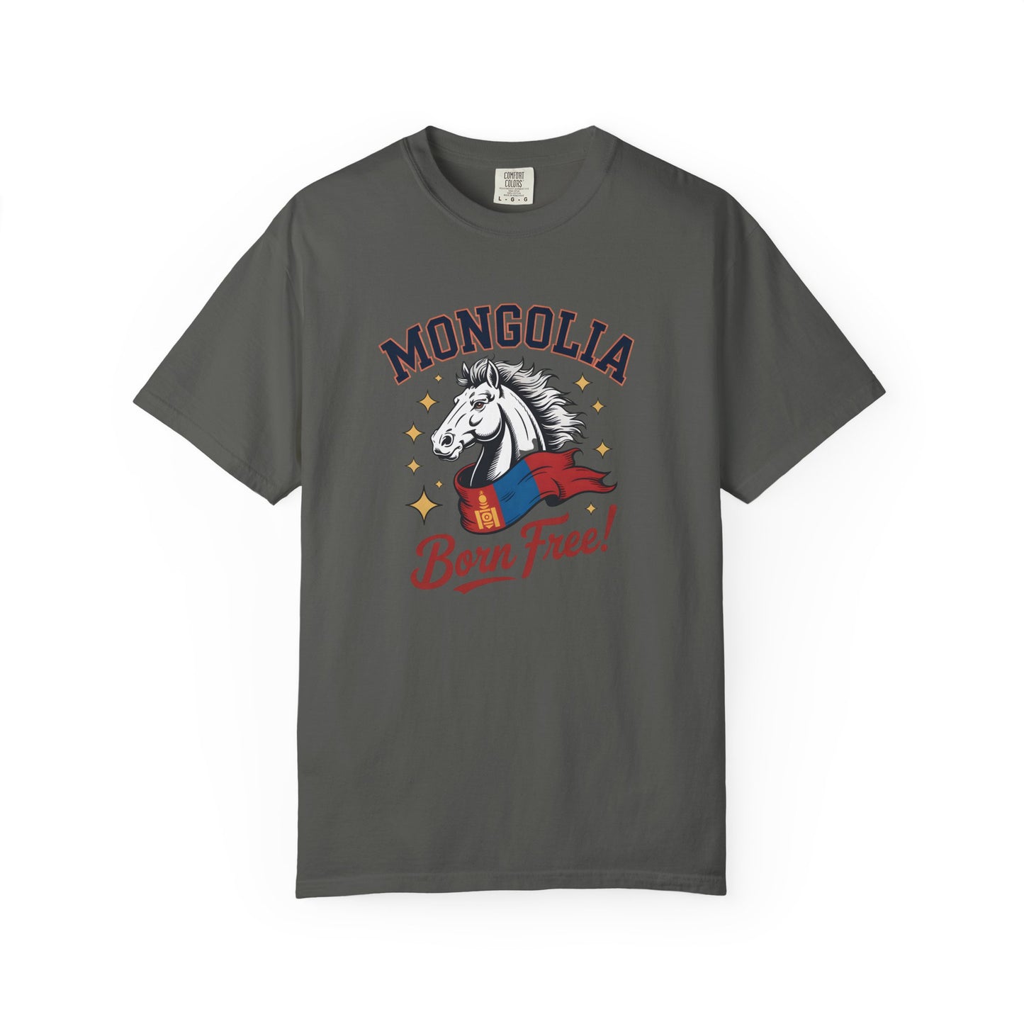 Born Free Mongolia Horse T-Shirt – Patriotic Mongolian Pride Graphic Tee for Men & Women - 14805