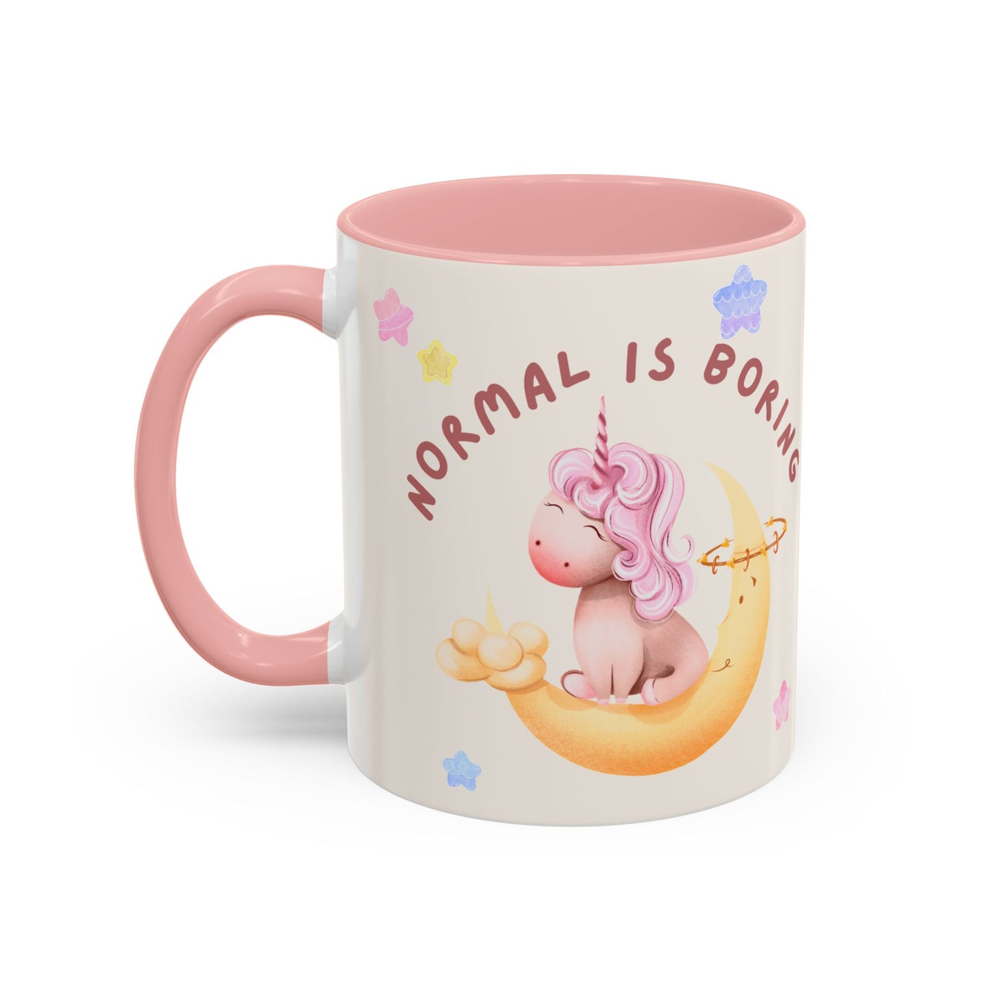 Normal is Boring, Be A Unicorn - Accent Coffee Mug (11, 15oz) - 11084