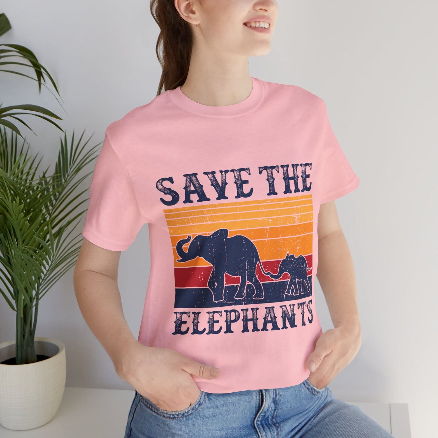 Vegan: Save The Elephants - Unisex Jersey Short Sleeve Tee