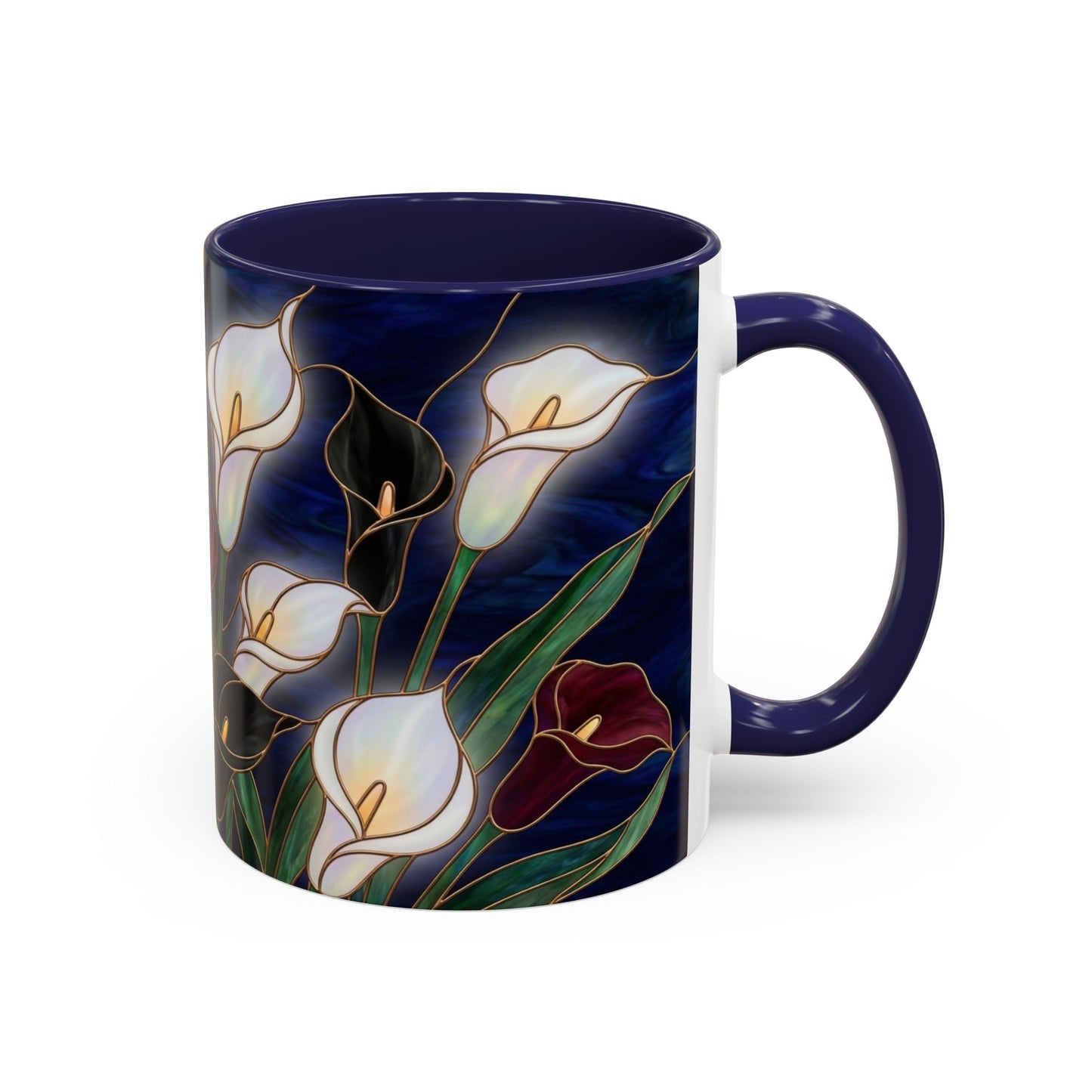 Calla Lily Floral Coffee Mug — Stained Glass Design (11/15oz) - 14557