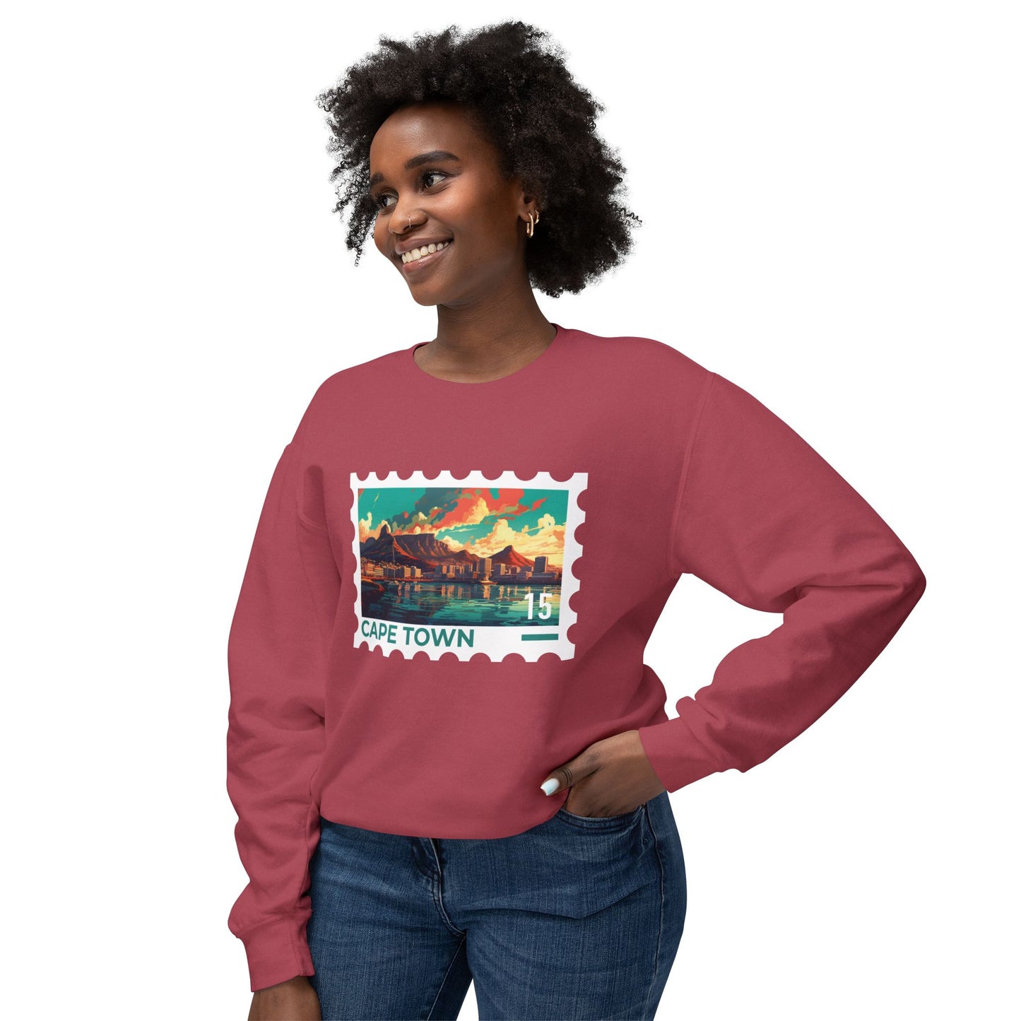 Cape Town Unisex Lightweight Crewneck Sweatshirt - Artistic Scenic Design - 12127