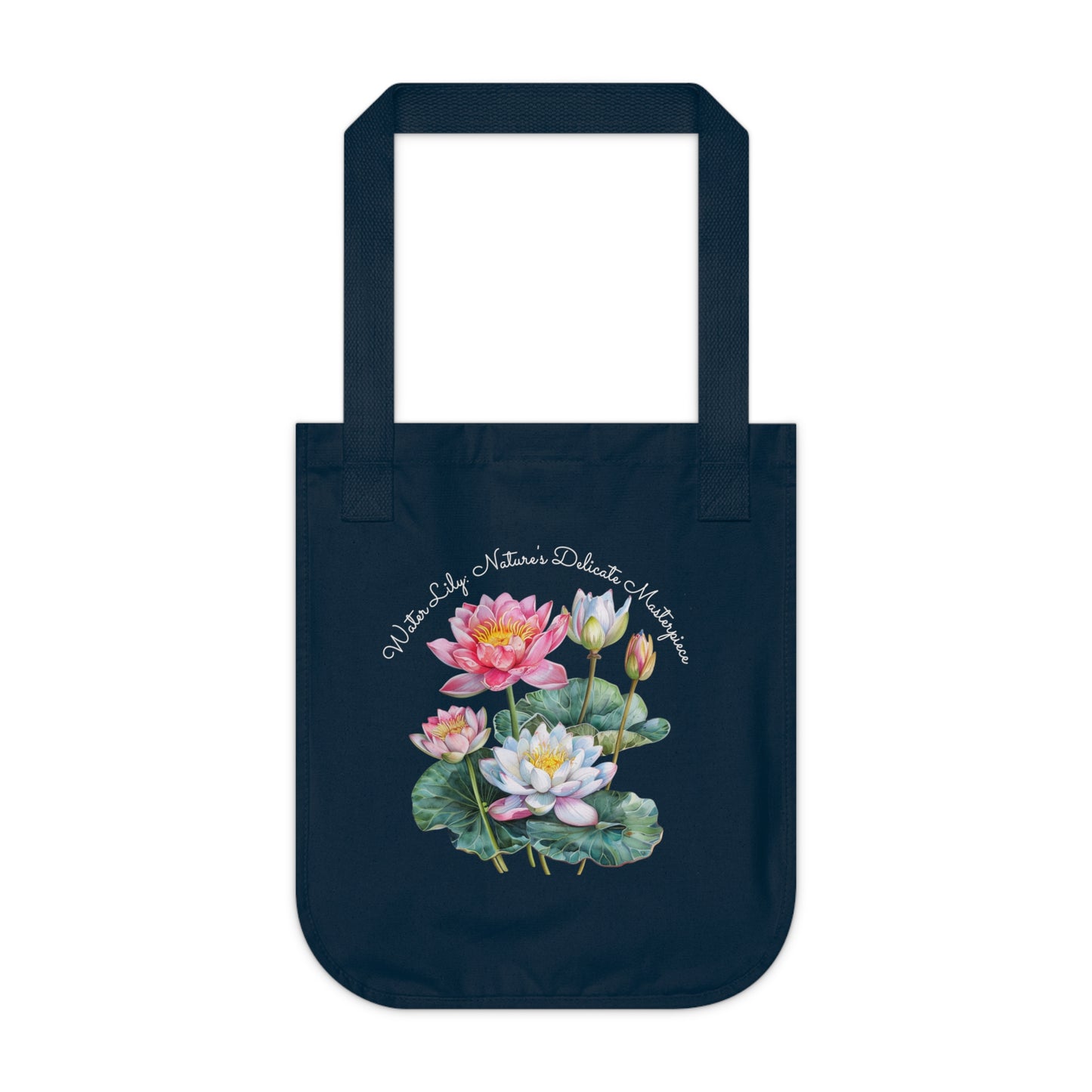 Happy Birthday, July, Water Lily - Customized Organic Canvas Tote Bag - 10412