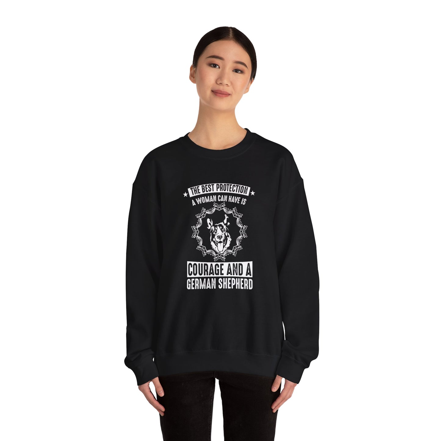 The Best Protection, German Shepherd  - Unisex Heavy Blend™ Crewneck Sweatshirt