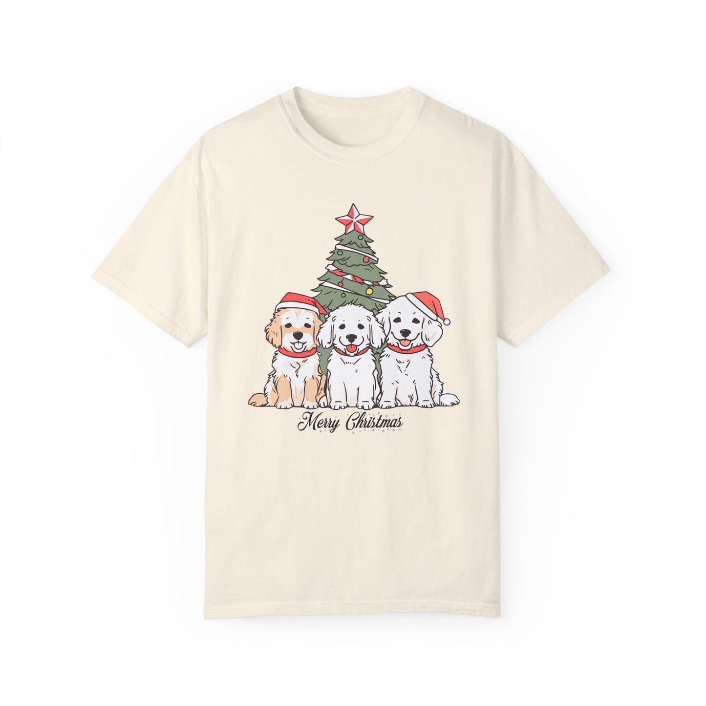 Puppies, Merry Christmas - Unisex Garment-Dyed T-shirt - 10280