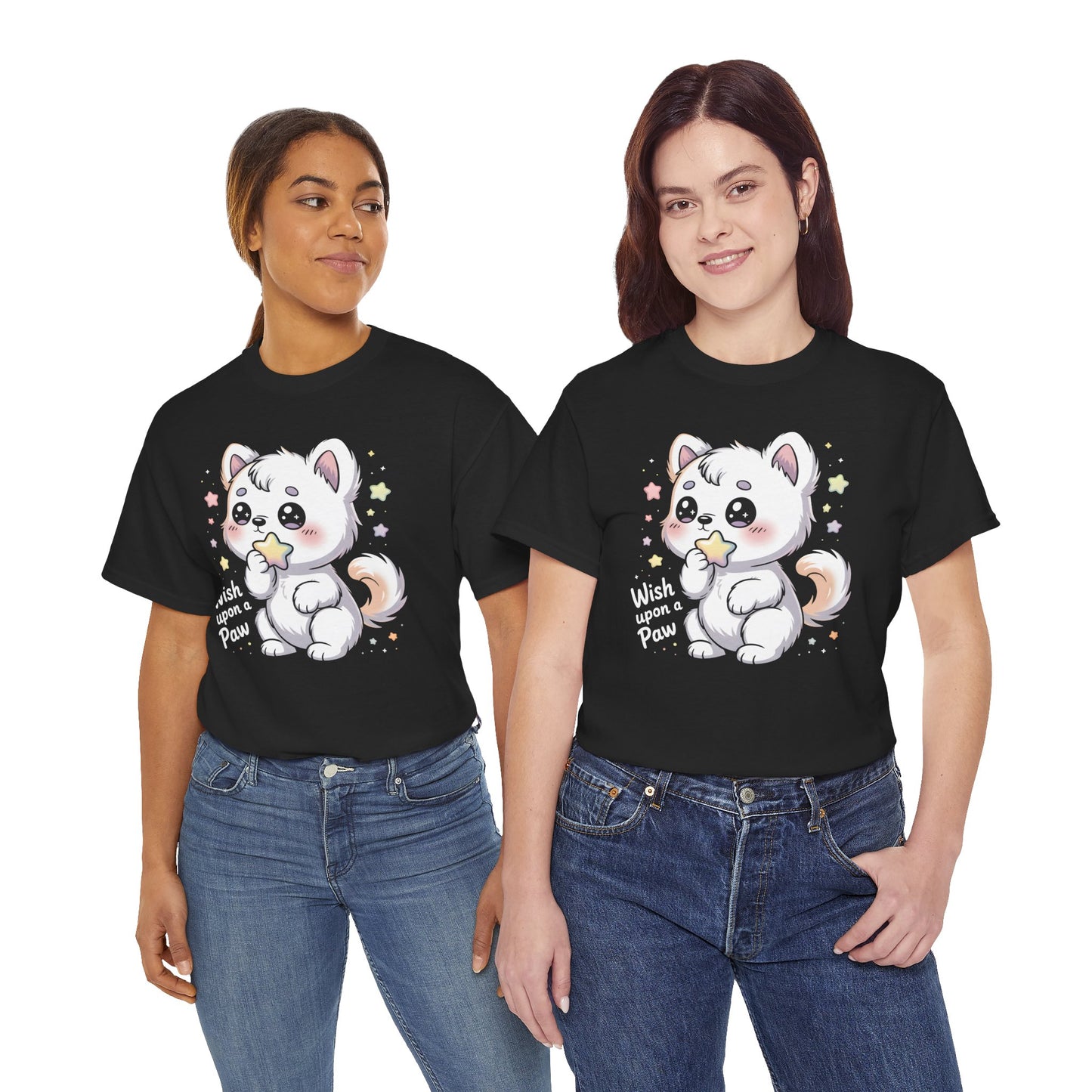 Cute Kitten T-Shirt – “Wish Upon a Paw” Kawaii Cat Tee Gift - 14851