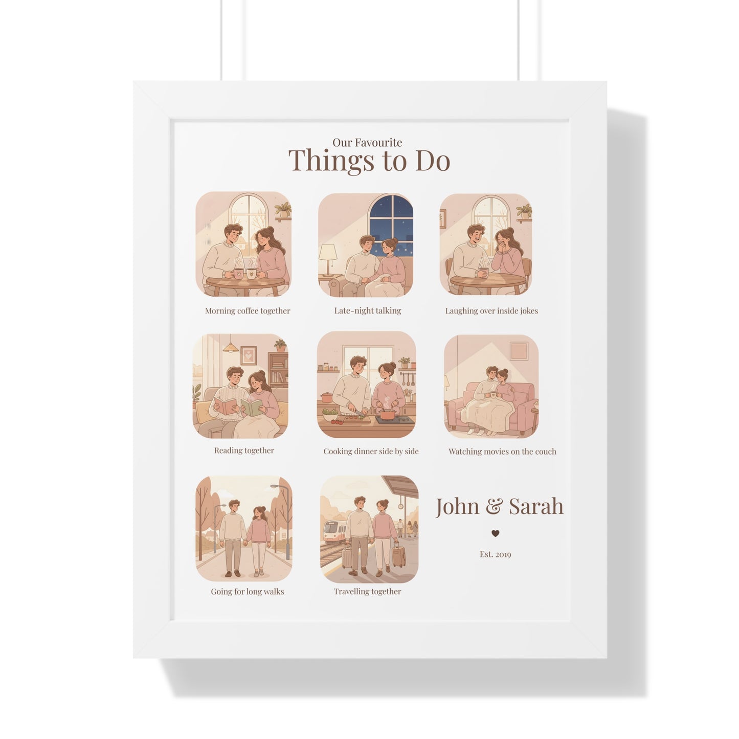 Framed Poster – “Our Favourite Things to Do” Personalized Couple Print | Valentine’s Gift - 14707