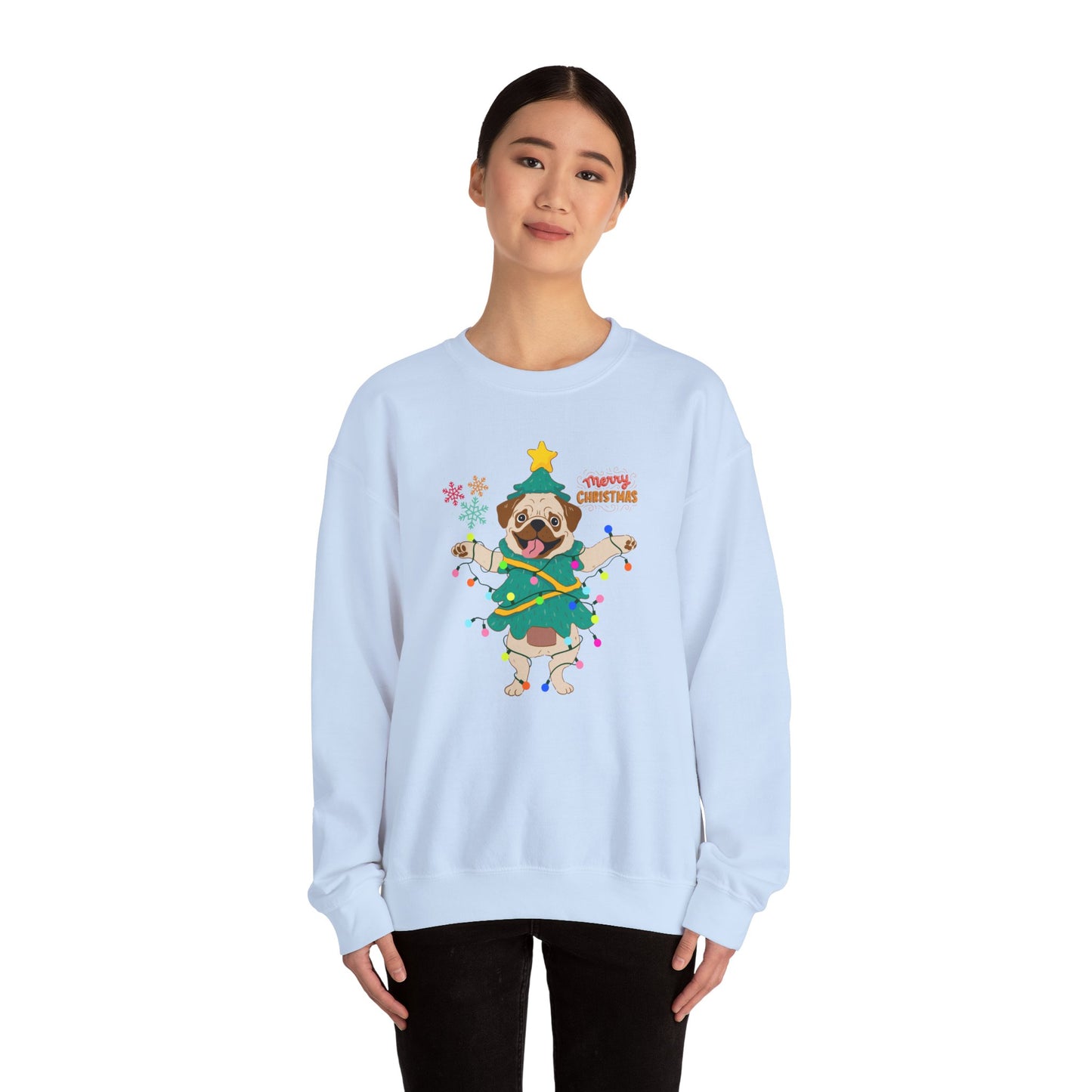 Pug, Merry Christmas - Unisex Heavy Blend™ Crewneck Sweatshirt - 10307