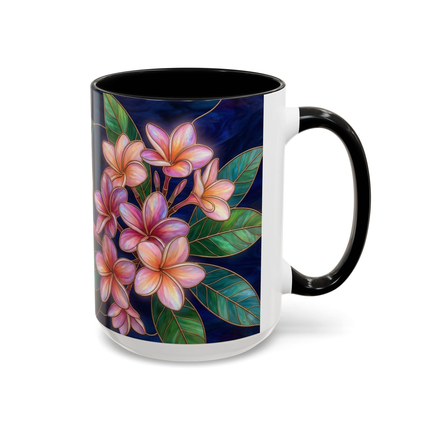 Plumeria Floral Accent Mug —  Stained Glass Design (11/15oz) - 14545