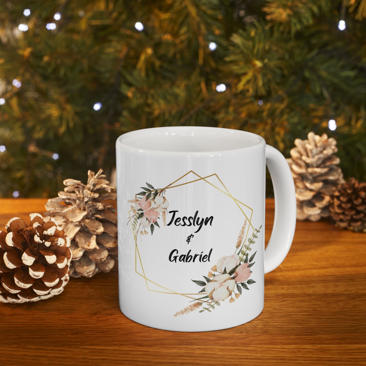 Wedding Rings, Details Customizable -  Ceramic Mug, (11oz, 15oz) - 11119