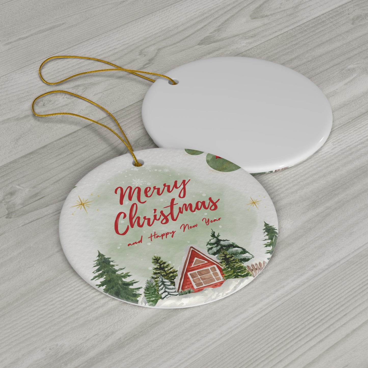 Merry Christmas & Happy New Year - Ceramic Ornament, 4 Shapes