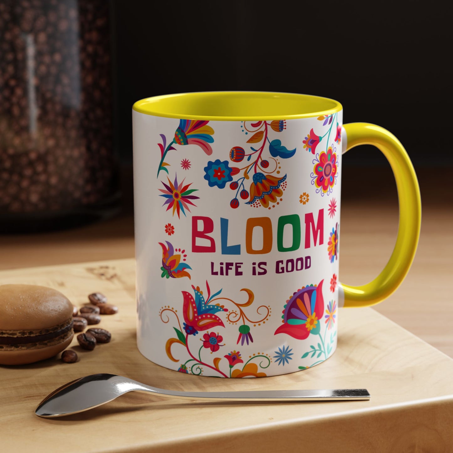 Colorful Floral Accent Coffee Mug - Bloom Life is Good - 14082