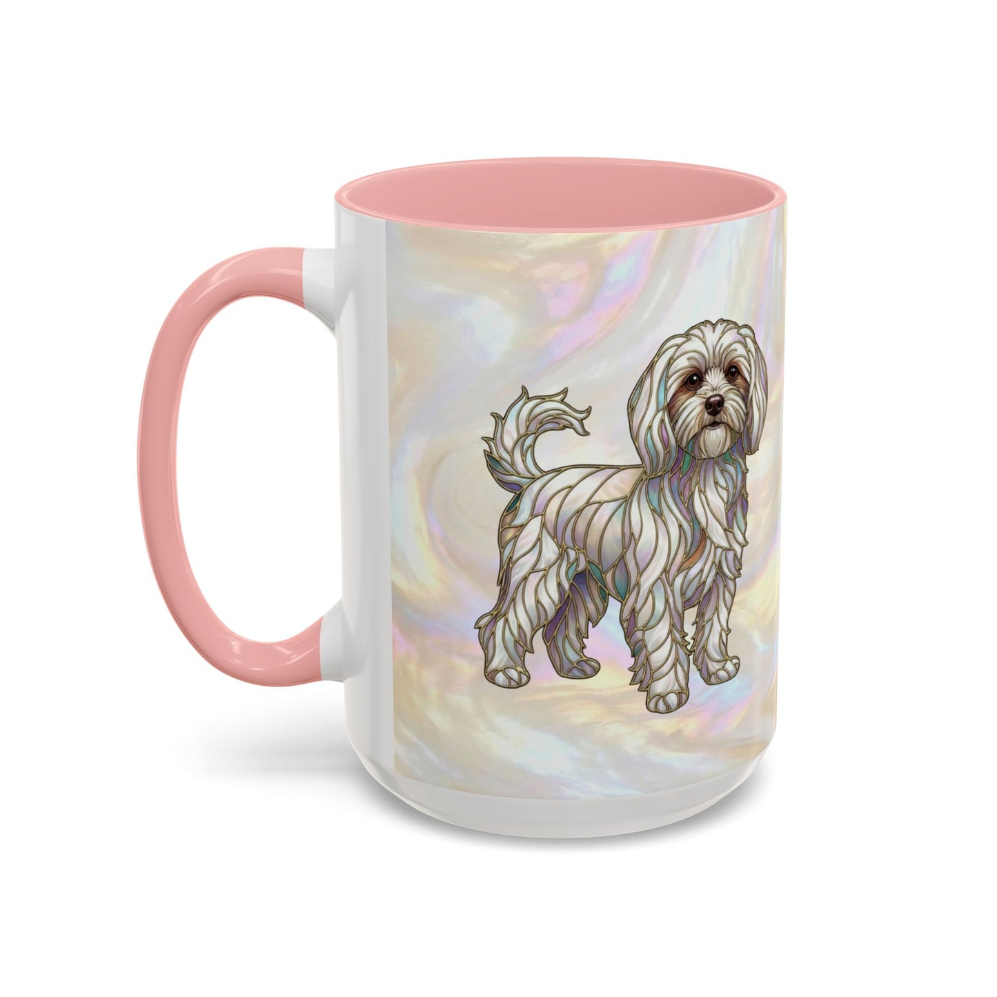 Maltese Dog Accent Coffee Mug – Stained Glass Design 11/15oz - 14642