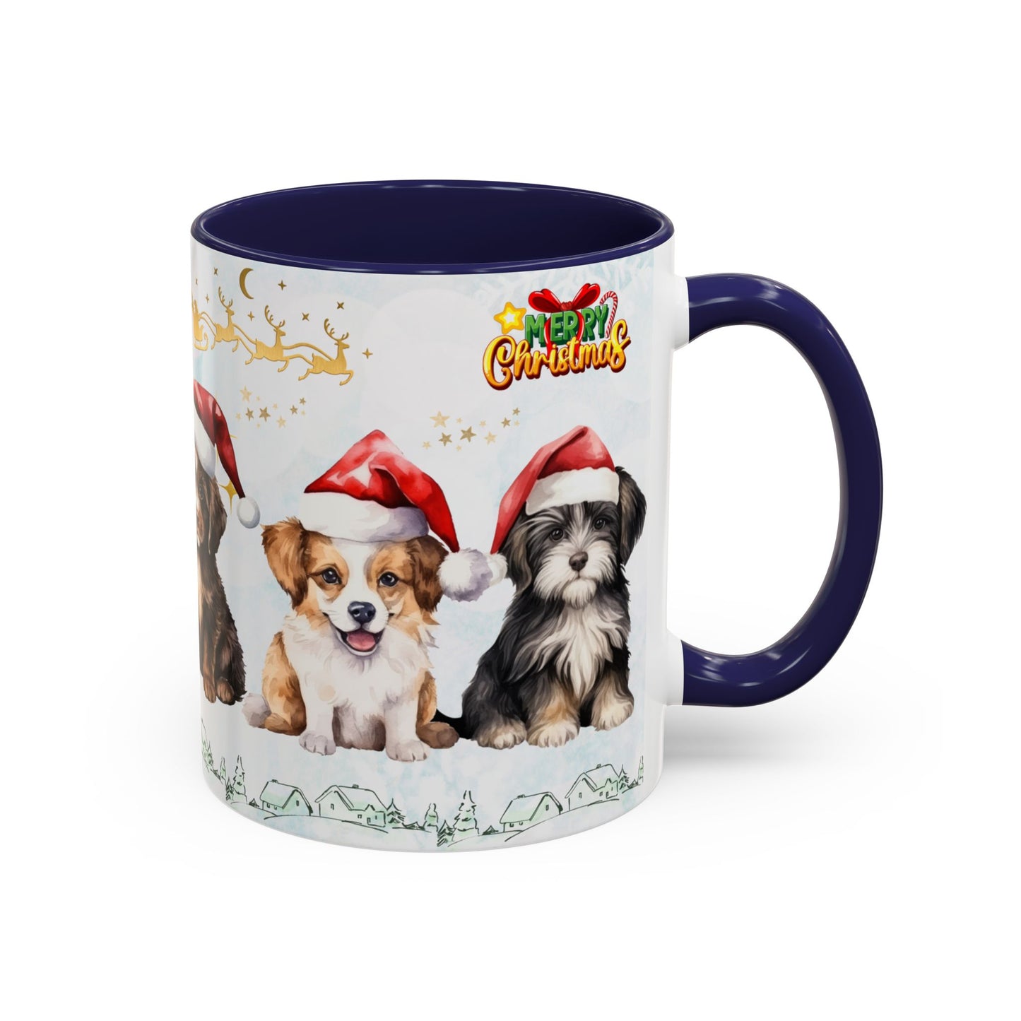 Merry Christmas, Puppies - Accent Coffee Mug (11, 15oz)