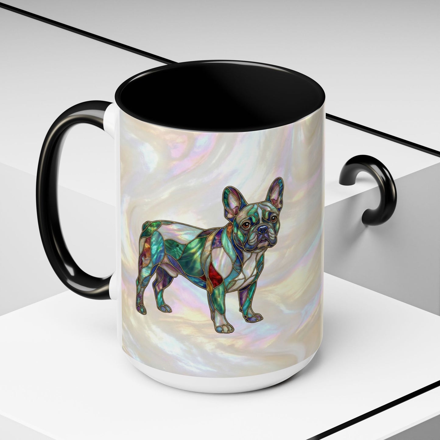 French Bulldog Accent Coffee Mug -Stained Glass Style (11/15oz) - 14632