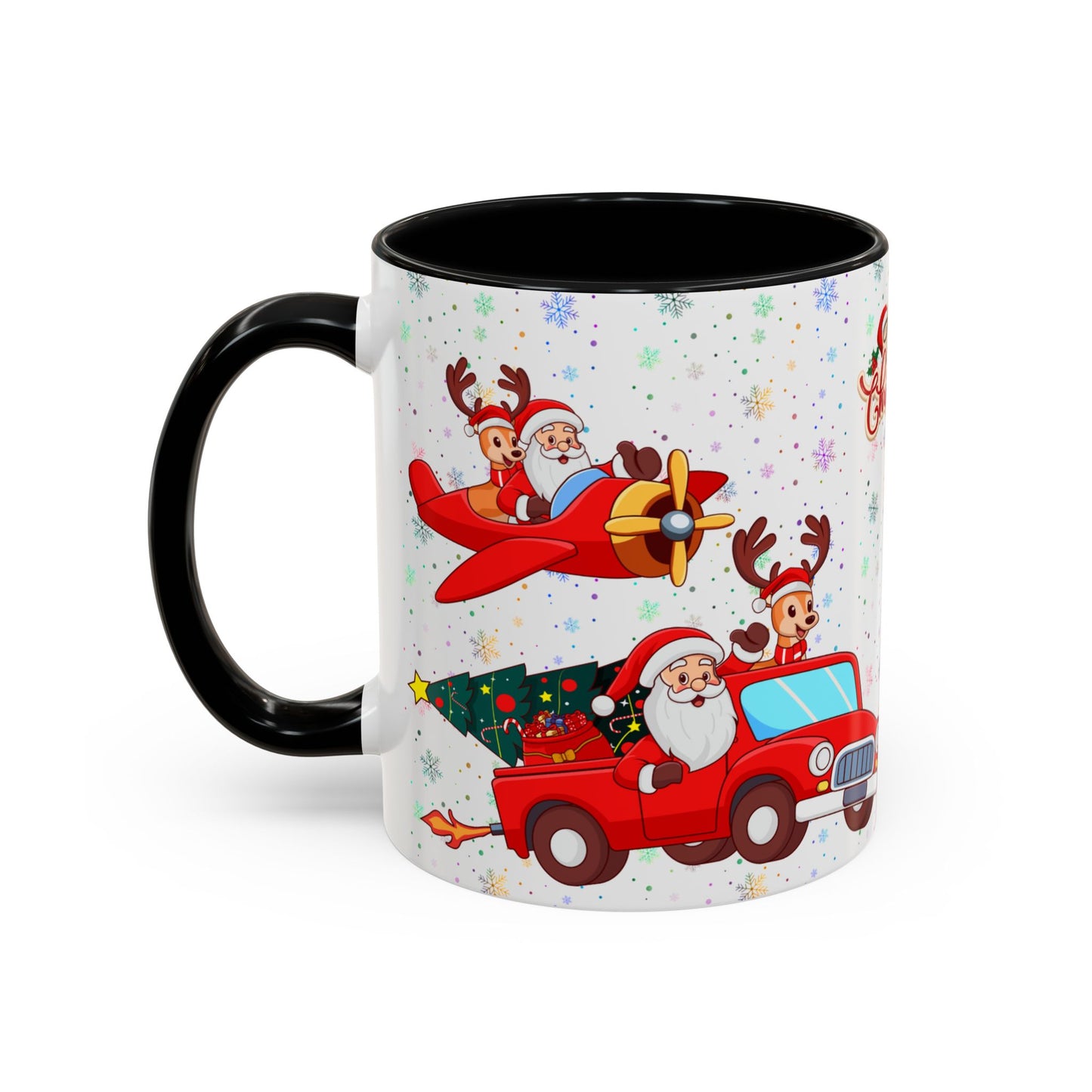 Christmas Party, Santa, Snowman, Reindeer - Accent Coffee Mug (11, 15oz) - 10426