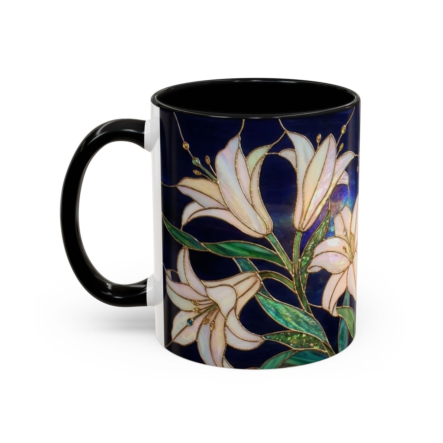 Lily Floral Accent Coffee Mug — Stained Glass Style 11/15oz - 14575