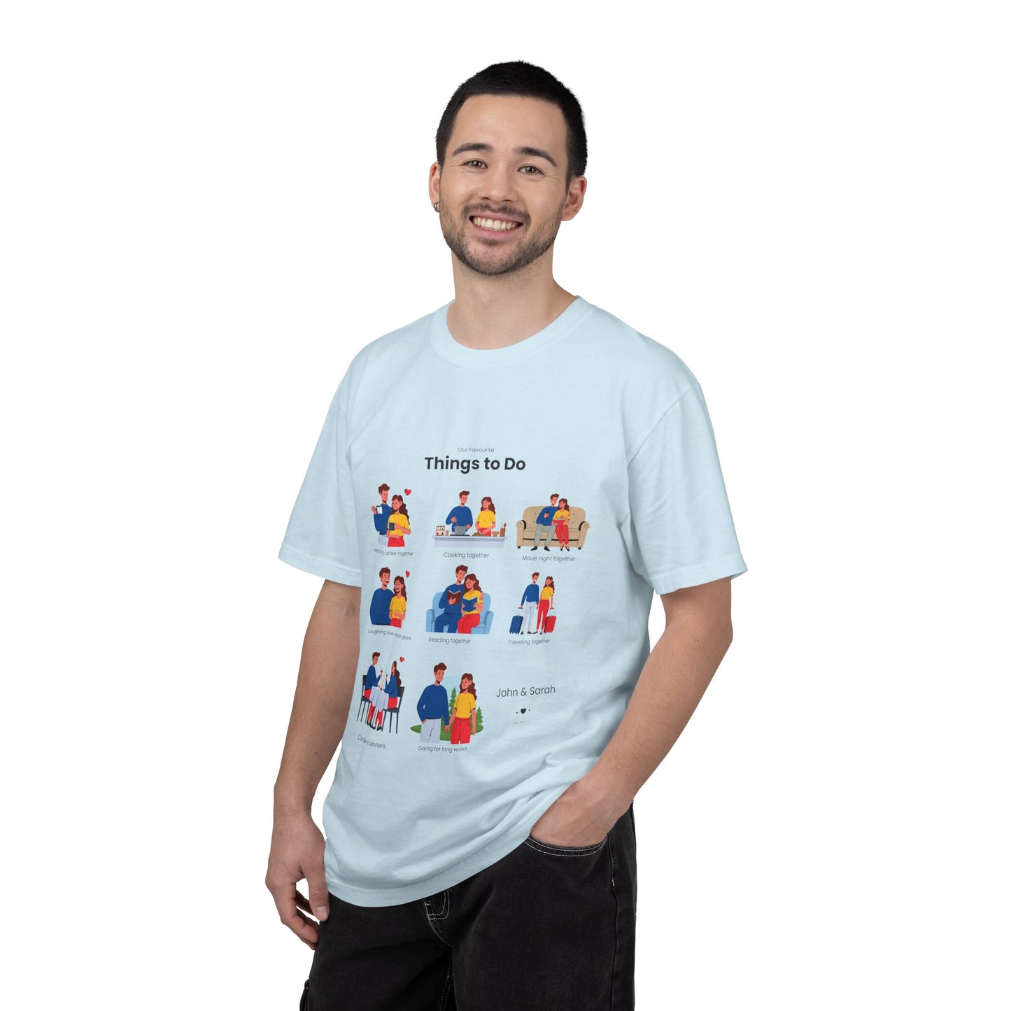 Our Favourite Things to Do Together – Personalised Valentine’s Illustration T-Shirt Gift - 14722