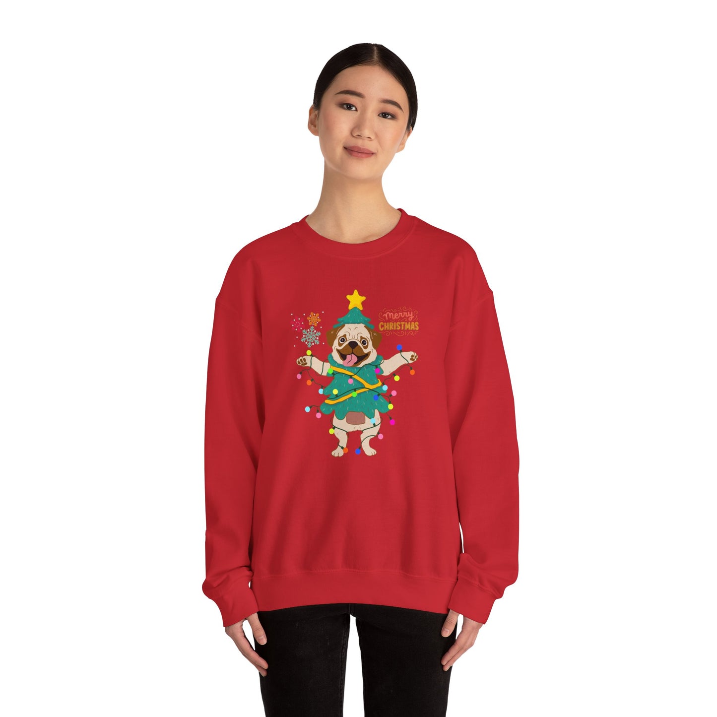 Pug, Merry Christmas - Unisex Heavy Blend™ Crewneck Sweatshirt - 10307