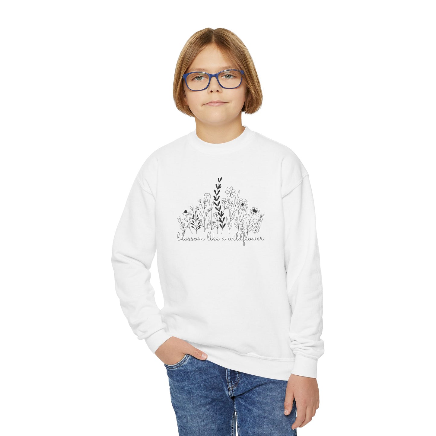 Blossom Like A Wildflower - Youth Crewneck Sweatshirt - 10127