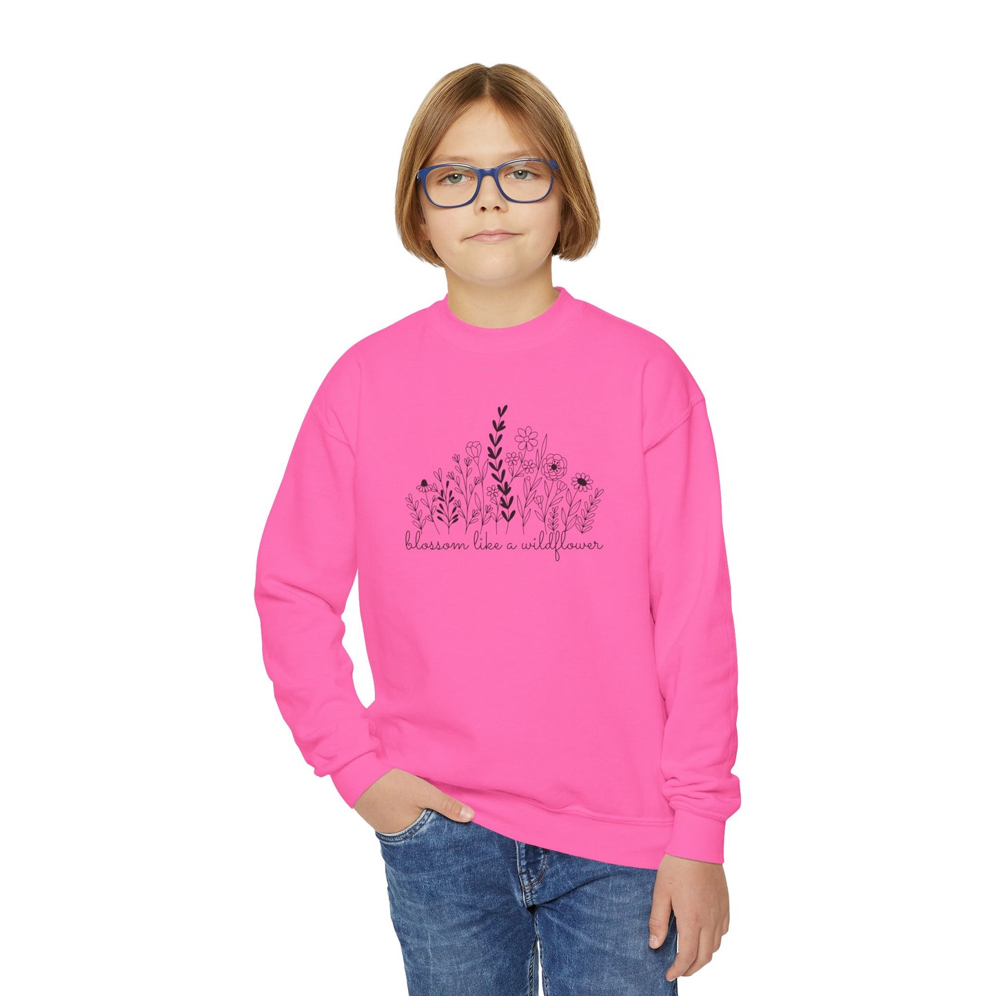 Blossom Like A Wildflower - Youth Crewneck Sweatshirt - 10127