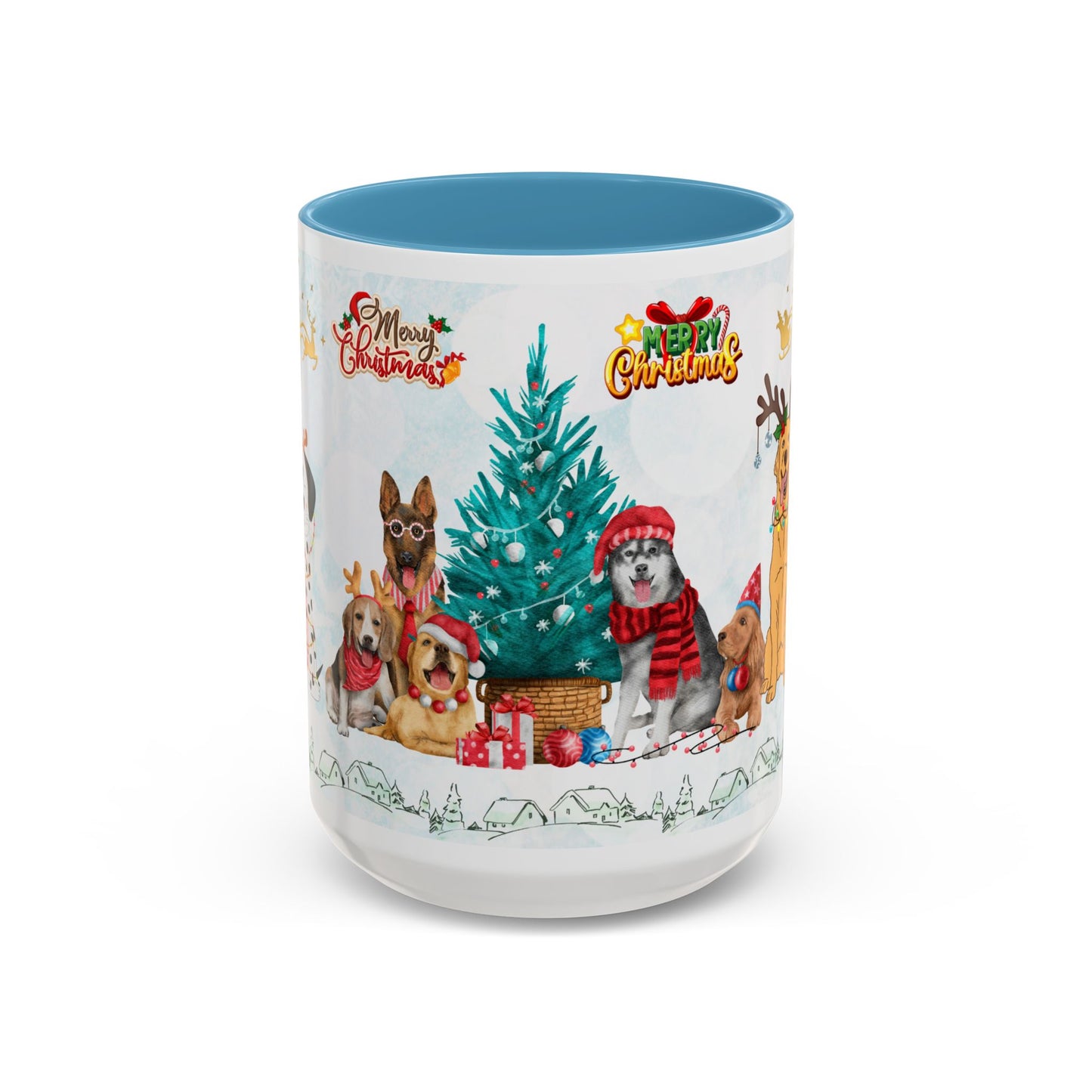 Merry Christmas Dogs - Accent Coffee Mug (11, 15oz)