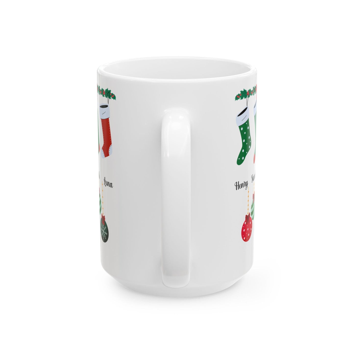 Christmas, Family Photo, Customizable - Ceramic Mug, (11oz, 15oz)