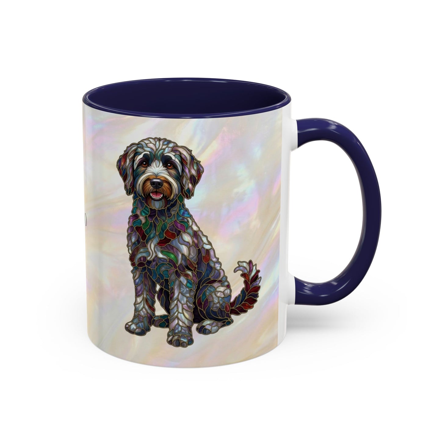 Personalized Labradoodle Dog Mug — Custom Name Accent Coffee Mug (11/15 oz) with Stained Glass Art - 14526