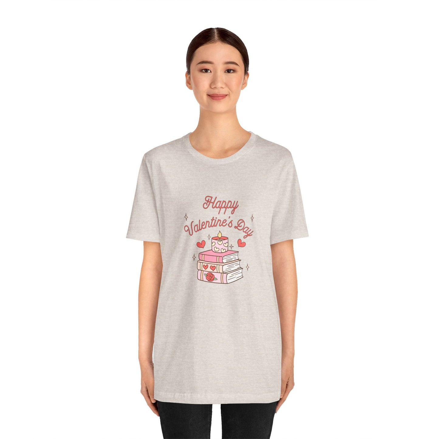 Books, Happy Valentine's Day - Unisex Jersey Short Sleeve Tee - 11572