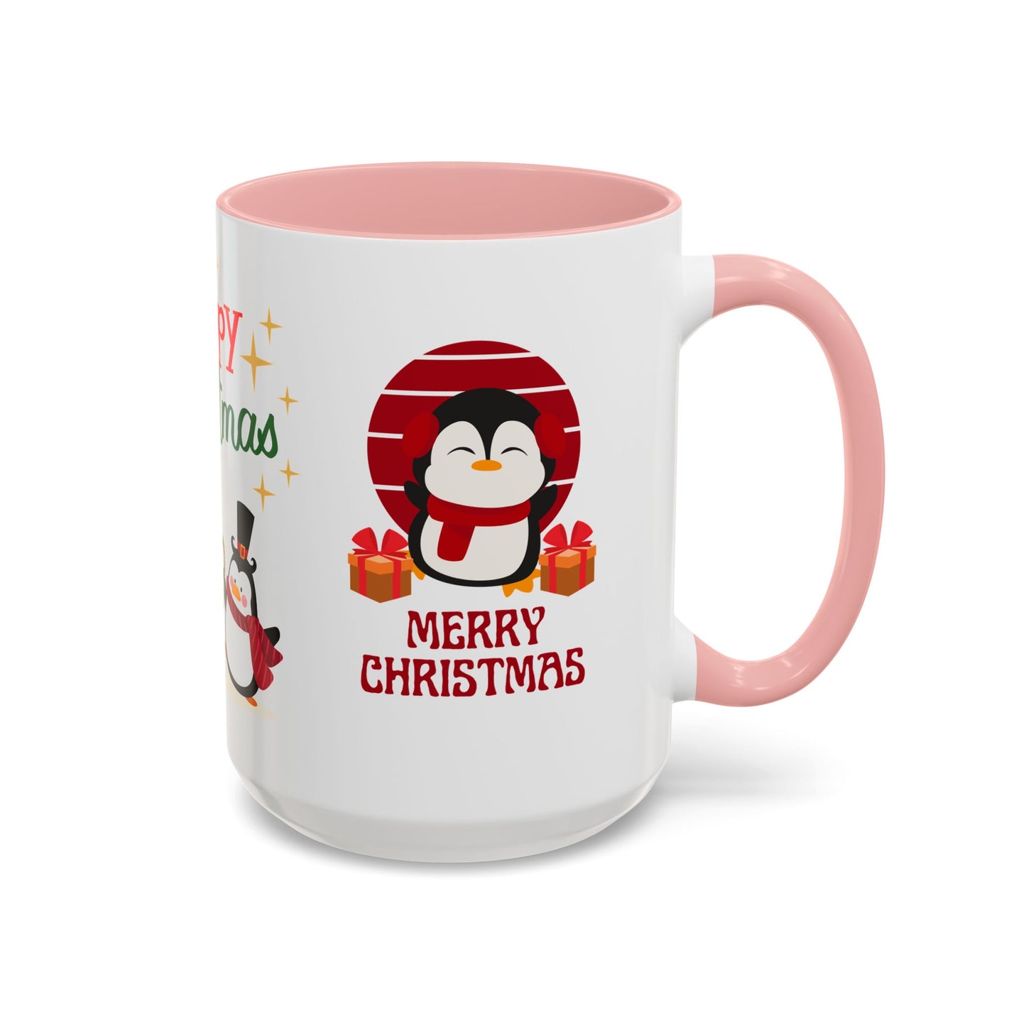 Penguins, Merry Christmas - Accent Coffee Mug (11, 15oz)