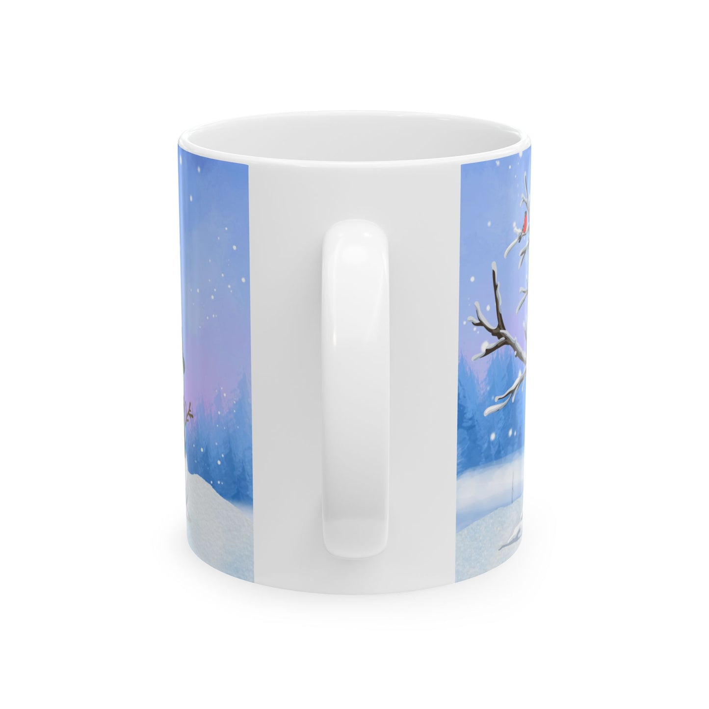 Winter Tree, Snowman & Puppy - Ceramic Mug, (11oz, 15oz) - 10398