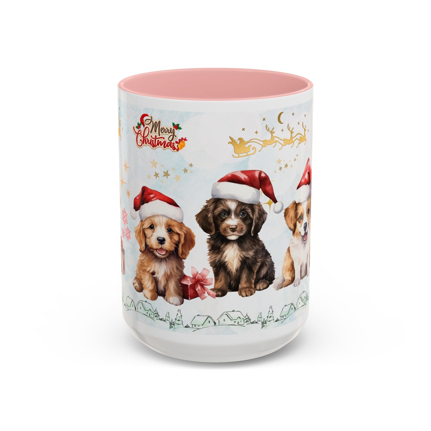 Merry Christmas, Puppies - Accent Coffee Mug (11, 15oz)