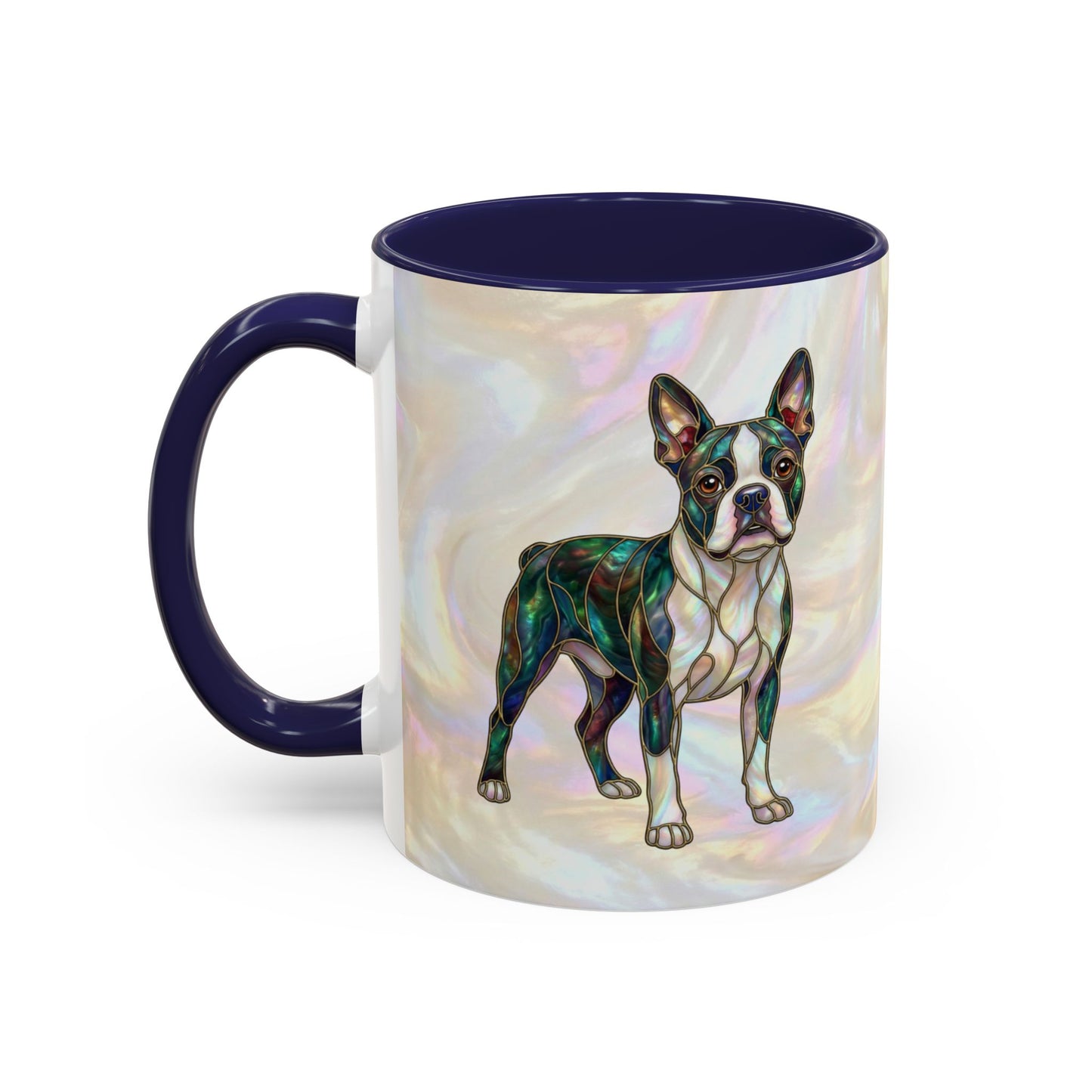 Boston Terrier Accent Coffee Mug — Stained Glass Design (11/15 oz) - 14620
