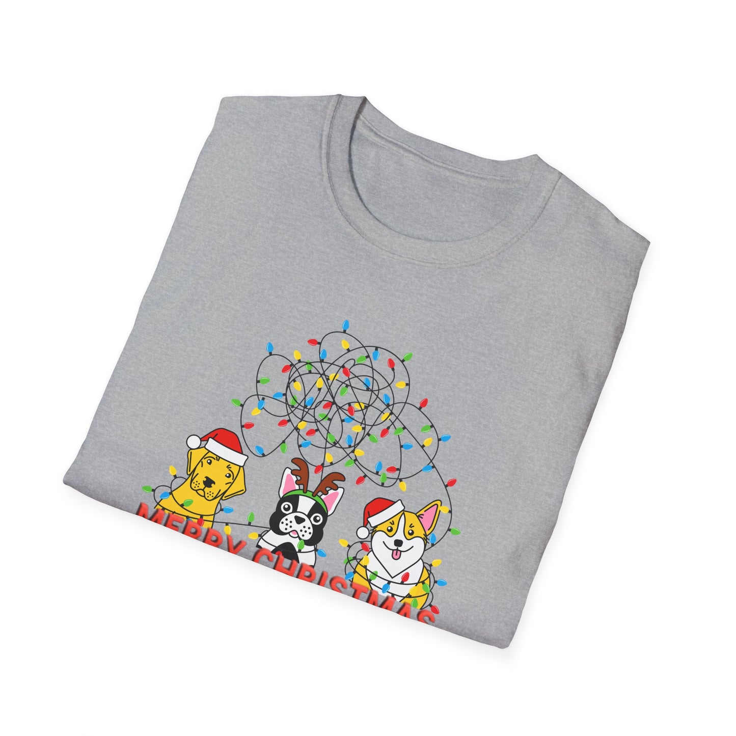 Dogs, Merry Christmas - Unisex Softstyle T-Shirt - 10204