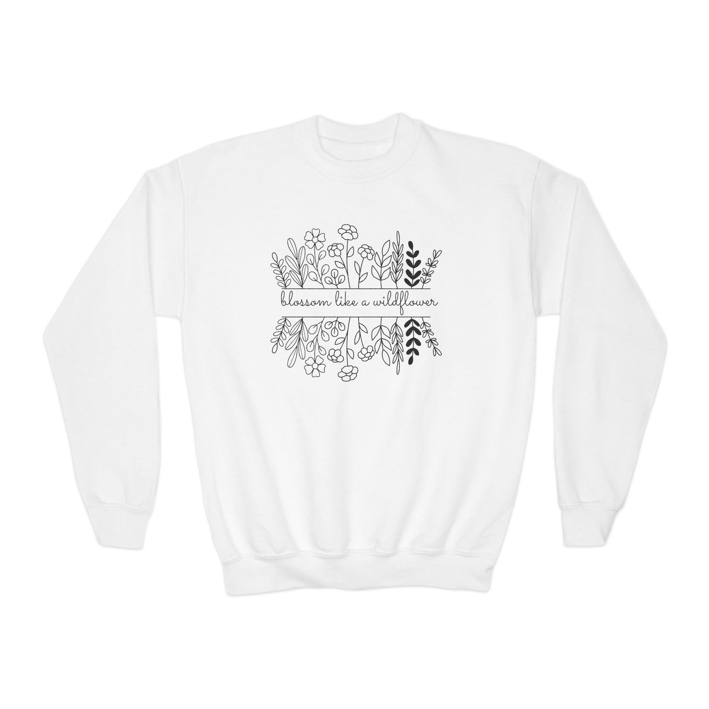 Blossom Like A Wildflower - Youth Crewneck Sweatshirt - 10128