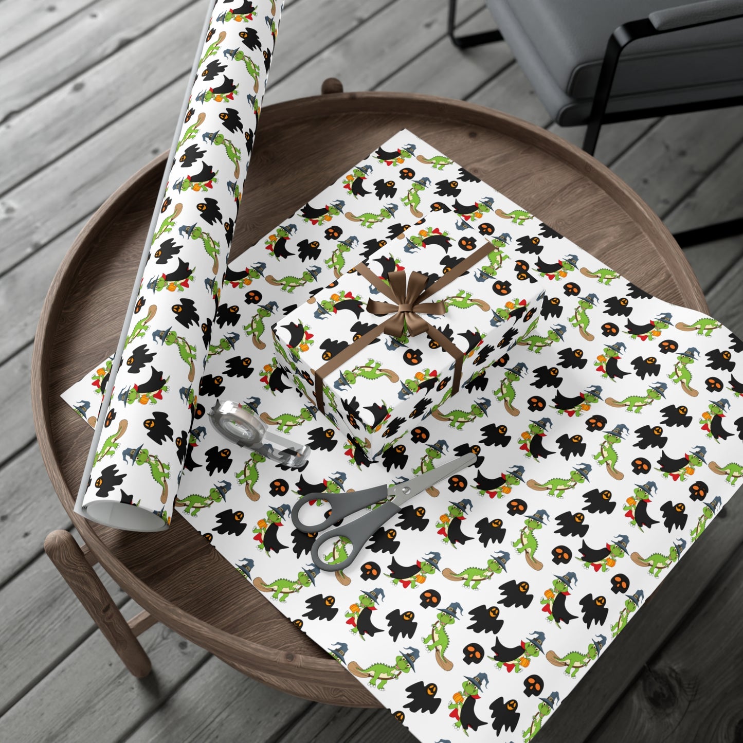 Green Dinosaur Witch  - Gift Wrap Papers